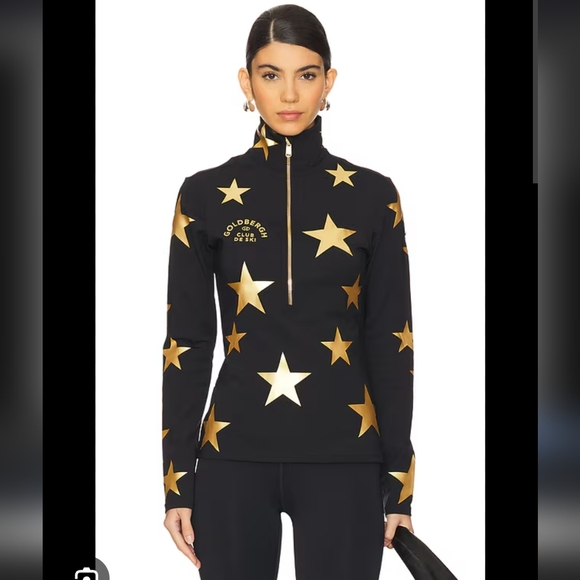 Goldbergh Galactique Ski Pully Base Layer Goldbergh Ski Pully Black Gold Stars - Picture 7 of 13